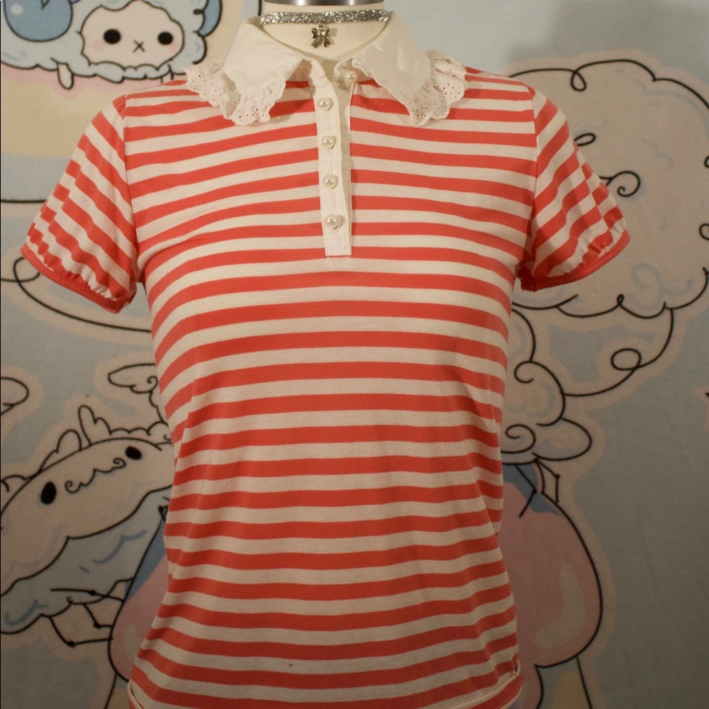 🌸Peter Pan Collar Pink Stripe Japanese Blouse🌸
